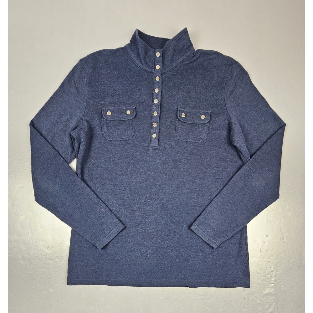 Ariat Wesley Sweater Mens XL Blue 1/2 Button Mock Neck Pockets Long Sleeve